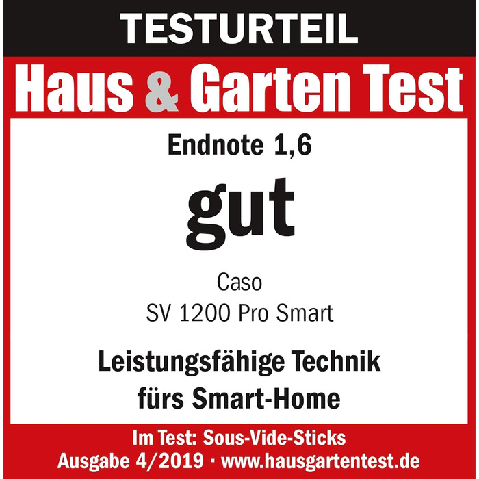 CASO SV 1200 Pro Smart - Су-від гастрономічний прилад: точне регулювання температури до 90°C, водонепроникний, керування через додаток CASO Control, об'єм до 30 літрів