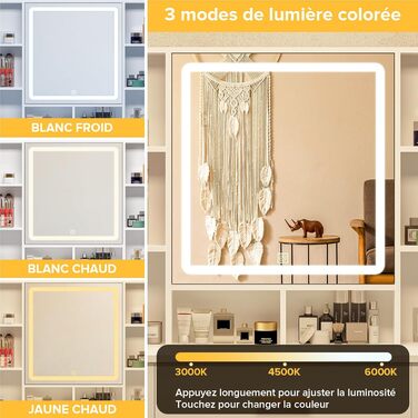 Дзеркальний туалетний столик Belife з підсвічуванням та 7 висувними ящиками, розеткою та 3 кольорами світла для спальні V5