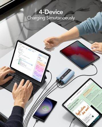 Вт, USB-C, PD QC3.0, сумісний з iPhone, Samsung, Huawei (синій), 20000mAh 22,5