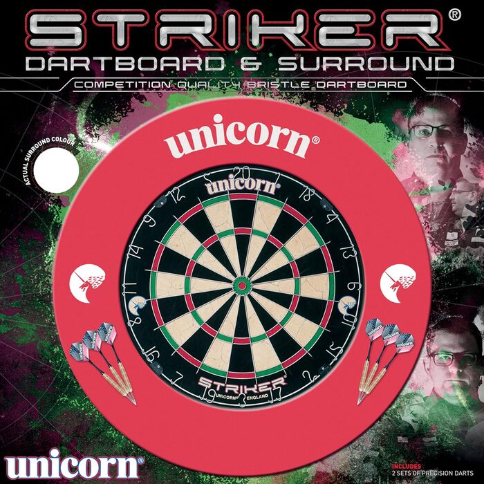 UNICORN Striker Board & Surround Home Darts Center One Size Red, UNICORN Striker Board & Surround Home Darts Center One Size Red