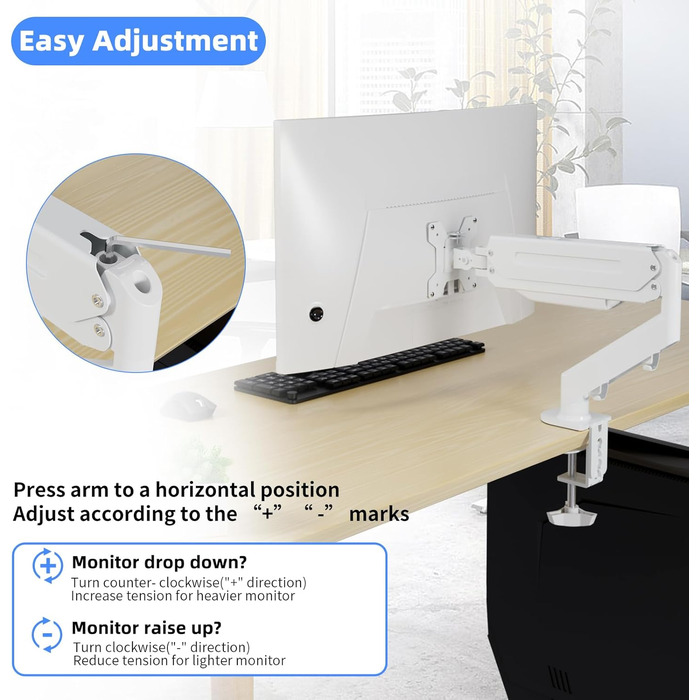 Кріплення для монітора Suptek, 17-32 дюйми, газ-амортизатор, регулювання висоти, 360° обертання, білий (MD8W)