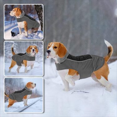Тепла собача шуба Besmall для маленьких і середніх собак, куртка для собак з бавовняною підкладкою, водонепроникна, вітрозахисна для зими, змінний дизайнерський одяг (XL, Чорний) XL (розмір грудей 60-70 см) чорний