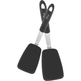 Гнучкий силіконовий шпатель HOTEC необхідне кухонне начиння термостійкий деко для сковороди з антипригарним покриттям набір з 2 предметів темно-сірого кольору