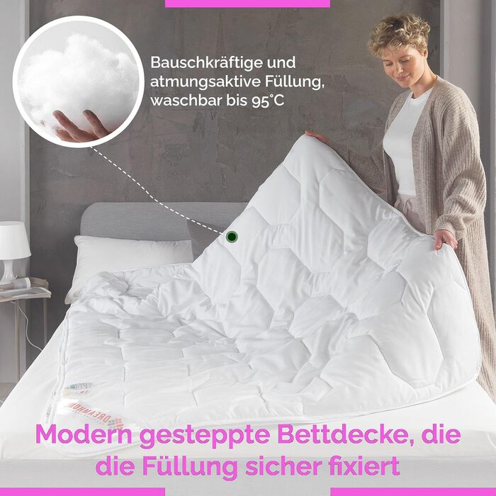 Ковдра DreamHome 135x200 см на 4 сезони - Оeko-Tex сертифікована, адаптована стегальна ковдра 135x200 см - літня та зимова ковдра - ковдра на всі сезони