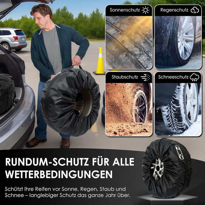 Набір чохлів для коліс 4 шт., захисні чохли для коліс 19-23 дюйми, водонепроникні, з UV-захистом, для зберігання та транспортування, червоні, розмір L (діаметр 81 см)
