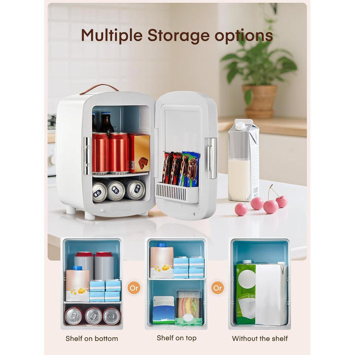 Міні холодильник FOHERE 10 л (12 банок), білий: для косметики, напоїв, авто, офісу