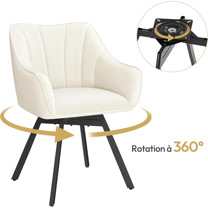 Набір з 2-х обертових кухонних стільців Yaheetech з підлокітниками та металевими ніжками, бежевий