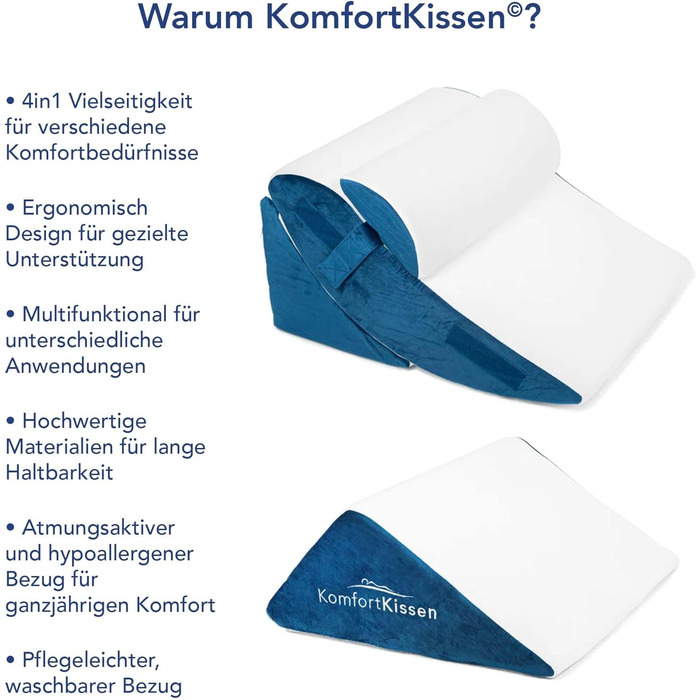 Набір подушок Keilkissen 4 шт. | Ергономічний набір подушок 12 в 1 з знімним та пральним чохлом для сну та читання