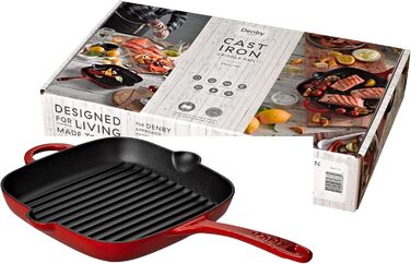 Сковорода-гриль Denby Halo 25 см, чавун, рубіново-червоний (25 см)