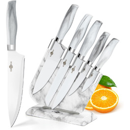 Набір кухонних ножів Messerblock Set: професійний набір з 6 предметів з нержавіючої сталі та дерев'яним блоком, з точильним каменем