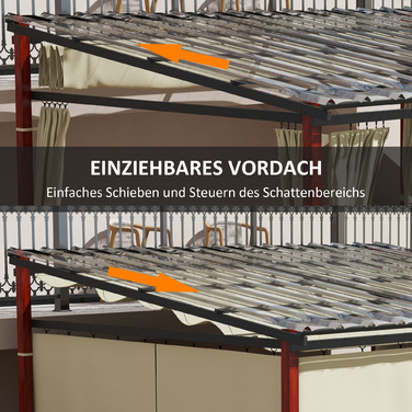 Пергола для саду, розсувна пергола для саду, стійка до погодних умов, комплектується кріпленням, бежевого кольору
