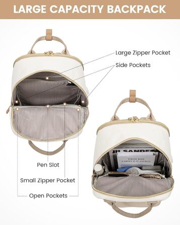 LOVEVOOK Рюкзак для жінок, 15.6 дюймів, рюкзак для ноутбука, рюкзак для подорожей, водонепроникний, сумка для роботи, рюкзак, жіноча шкільна сумка, для підлітків, дівчаток, елегантний, для школи, університету, подорожей, роботи, офісу, Бежевий, 15.6 дюймі