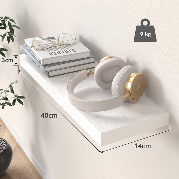 Набір плаваючих полиць Wandregal білі 40 см (3 шт) для спальні, кухні, офісу, вітальні - сучасний декор