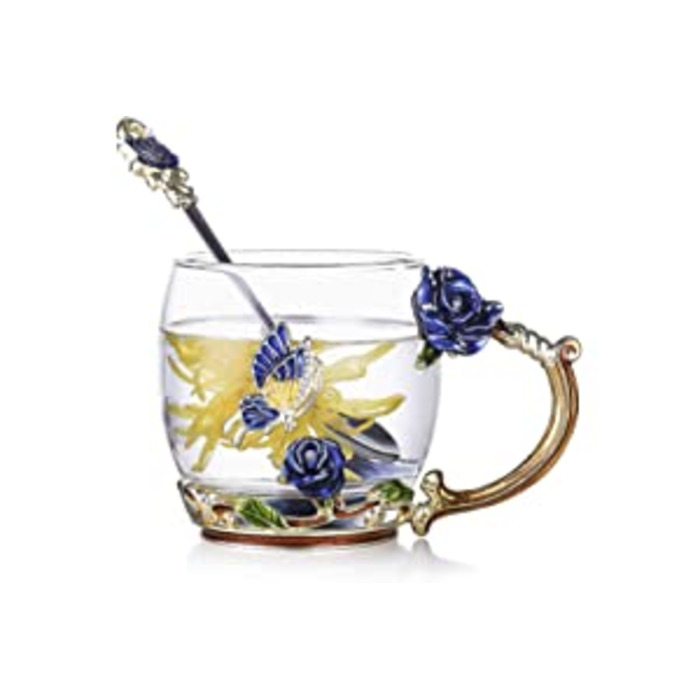 Емальована чашка з метеликом і трояндою / подарунок / жінкам / подрузі / мамі / бабусі / сестрі / героїні повсякденному житті / колезі / Гебу, 3D