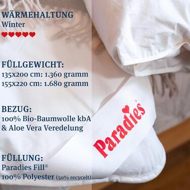 Ковдра PARADIES Prima Bio 135x200 см: м'яка, дихаюча, зимова ковдра з стеганим шаром, розмір 135x200 см + 80x80 см