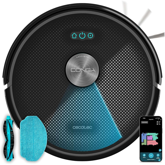 Робот-пилосос Cecotec Conga M50 з лазерною навігацією, 20000 Pa, акумулятор 4500 mAh, силіконова щітка для тварин, площа прибирання до 180 м²