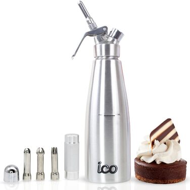 Професійний дозатор для вершків з нержавіючої сталі - сифон для капсул з вершками - пляшка Espuma для десертів (1л)