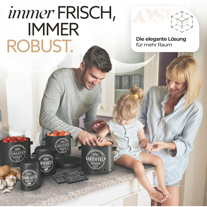 Набір контейнерів для зберігання продуктів IDEALTASTIC® Premium [3 шт по 500г] - Герметичні банки для кави, цукру, борошна (чорний)