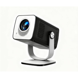Портативний проєктор Mini Beamer 4K з підтримкою Android 13, WiFi 6, Bluetooth 5.4 та обертанням 270°. Підтримка HDMI, USB, iOS, PC. Автоматична корекція трапеції. Білий (молочний)