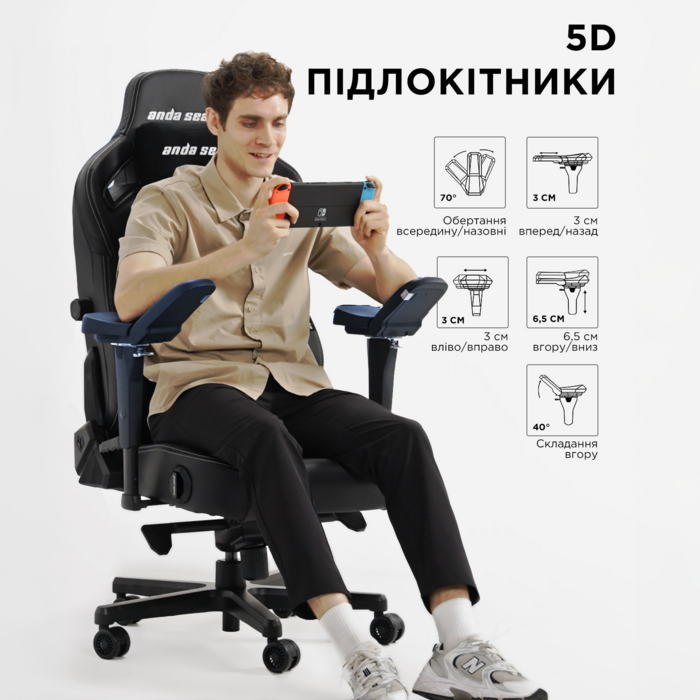 Крісло ігрове Anda Seat Kaiser 4 Black PVC Size XL