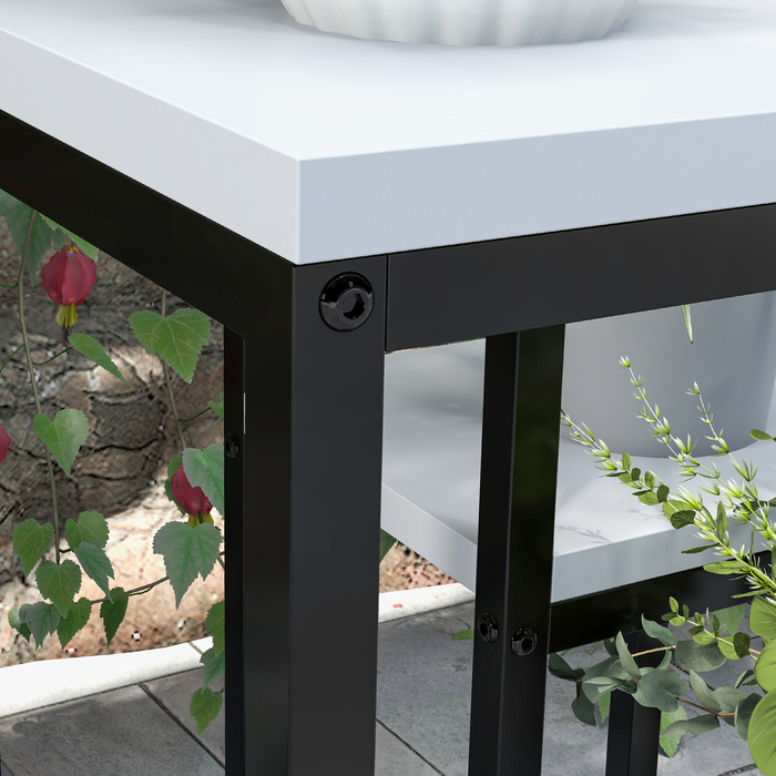 Outsunny Plant Stand Сталевий стелаж для квітів 4 яруси для саду балкон 34x34x70см білий