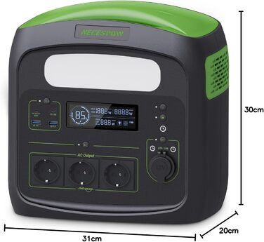 Портативна електростанція Power Lifting 3000W, 1102,5Wh, LiMnFePO4, сонячна панель MPPT 400W, для кемпінгу та відпочинку на природі