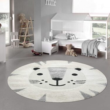 Килим-мрія килим для дитячої кімнати дитячий ігровий килимок 3D з ефектом хай-лоу чорний (80 см круглої форми, кремово-сірий)