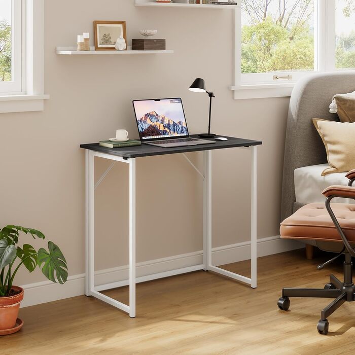 Стіл Dripex розкладний для комп'ютера, PC стіл для home office, білий та темний дуб (з монтажем)