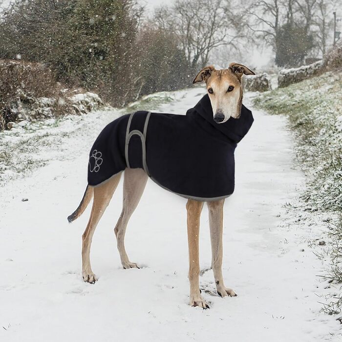 Флісове пальто Greyhound XL, чорне зимова куртка Whippet/Lurcher з теплою флісовою підкладкою