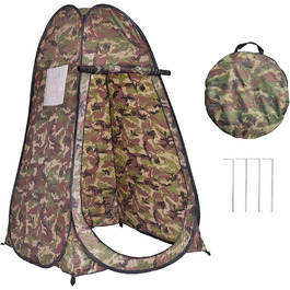 Намет для душу HOMASIS з сумкою, портативний переодягальня для кемпінгу, туалетний намет з вікном та кишенею, душова кабіна для відпочинку на природі, 120 x 120 x 190 см, зелений (Flecktarn)
