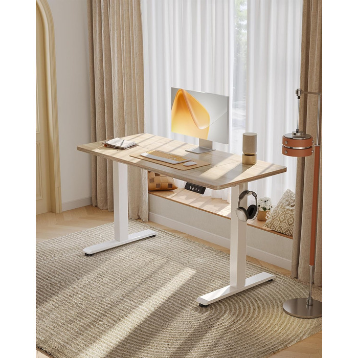 Електричний регульований стіл BEXEVUE 120x60 см, білий. Стіл для роботи з пам'яттю, комп'ютерний. Матеріал: акорн