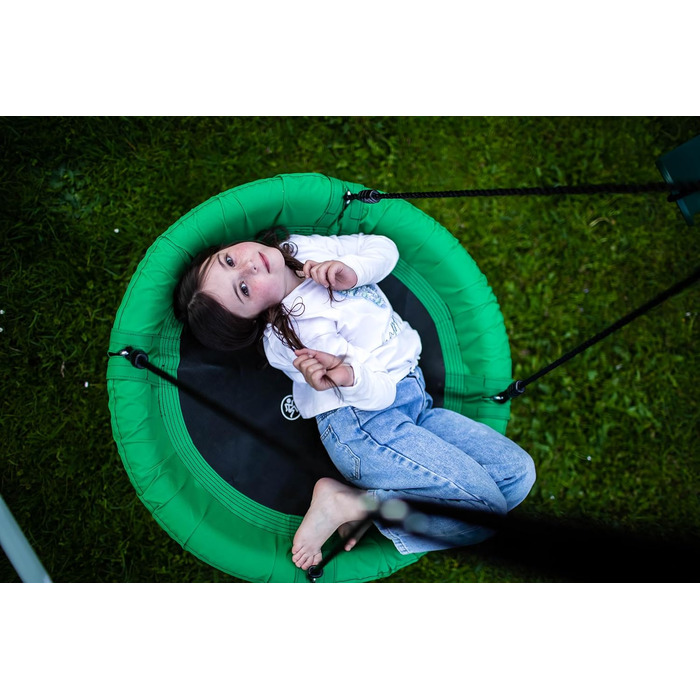 Гойдалка-гніздо для саду HyperMotion Storchennest з А-рамою, 2 місця, 150 кг, зелено-сіра (HYP1)