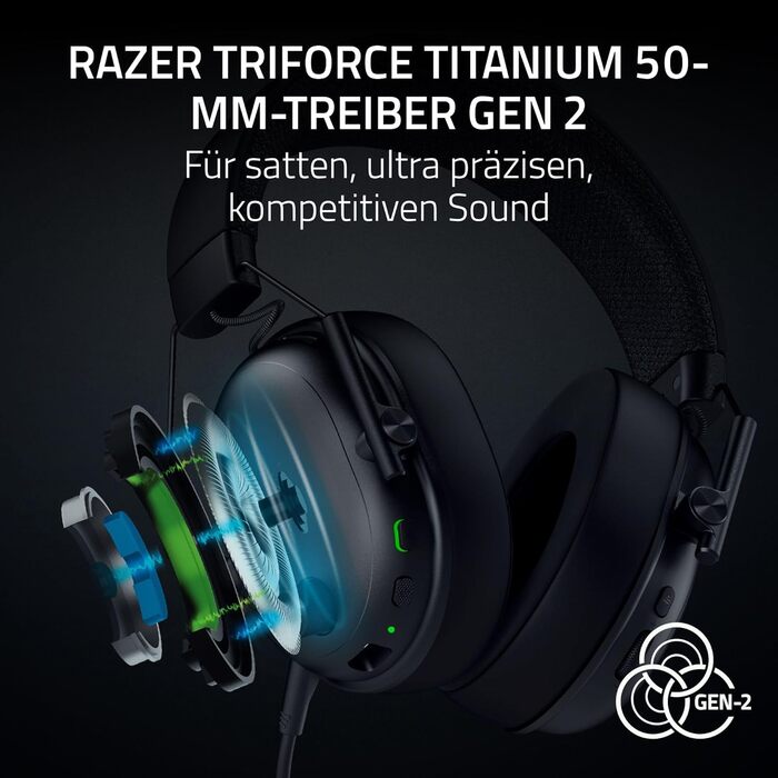 Razer BlackShark V3 - Бездротові ігрові навушники для ПК (280г, Bluetooth, мікрофон HyperClear, драйвер TriForce Titanium 50 мм)