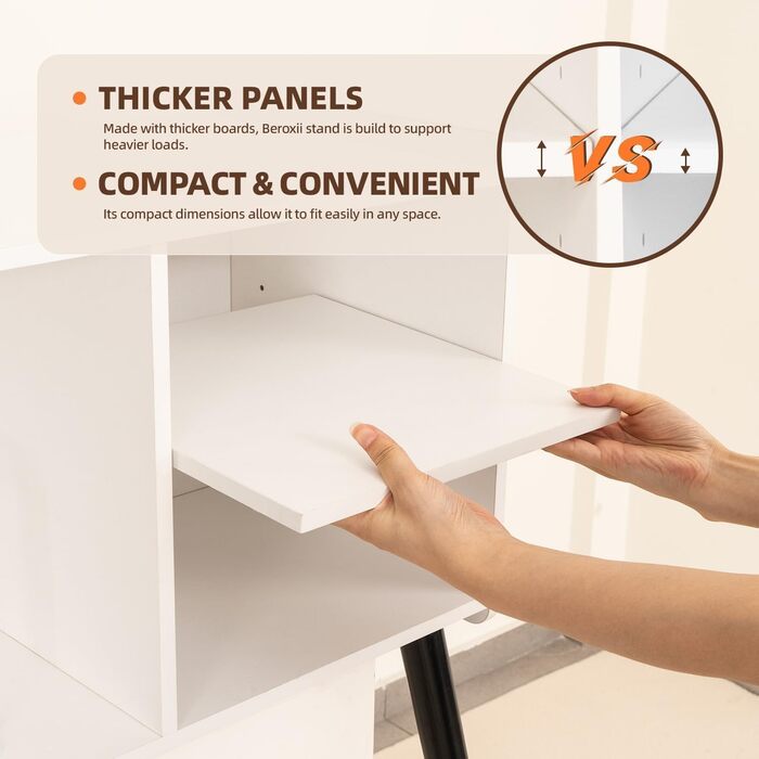 Стіл для програвача вінілу, підставка для програвача в стилі середини століття з місцем для зберігання до 150+ платівок, шафа для вінілових платівок з регульованими полицями (білий)