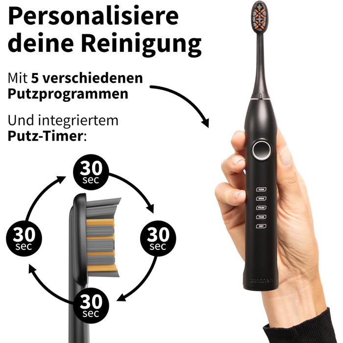 Електрична звукова зубна щітка Gero G3 з чохлом для подорожей та насадкою | 5 режимів чищення, тривалий час роботи акумулятора, білий колір