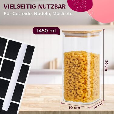 Скляні банки для зберігання, кутові [400 & 920 мл, 1450 мл] Extra Robust, з кришкою, для продуктів харчування