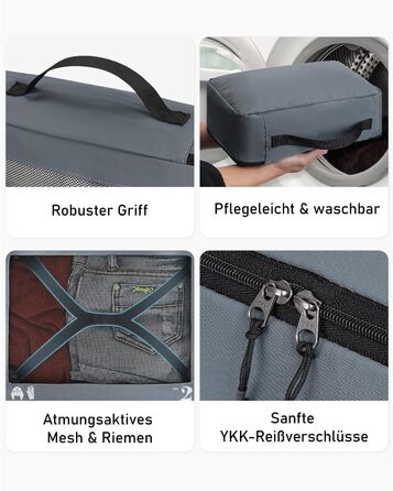 Набір органайзерів для подорожей ECOHUB (7 предметів) — органайзери для валізи та рюкзака з переробленого PET-пластику, сірі