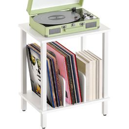 HOOBRO Стійка для програвачів, полиця для платівок, приліжкова тумбочка, полиця для платівок з перегородками, органайзер для платівок, до 100 альбомів, для вітальні, EBK05RS01 (Білий)
