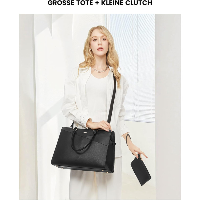 Сумка для ноутбука LOVEVOOK: жіноча сумка-шоппер, велика, для роботи, навчання, офісу, бізнесу, 15.6 дюймів, чорна