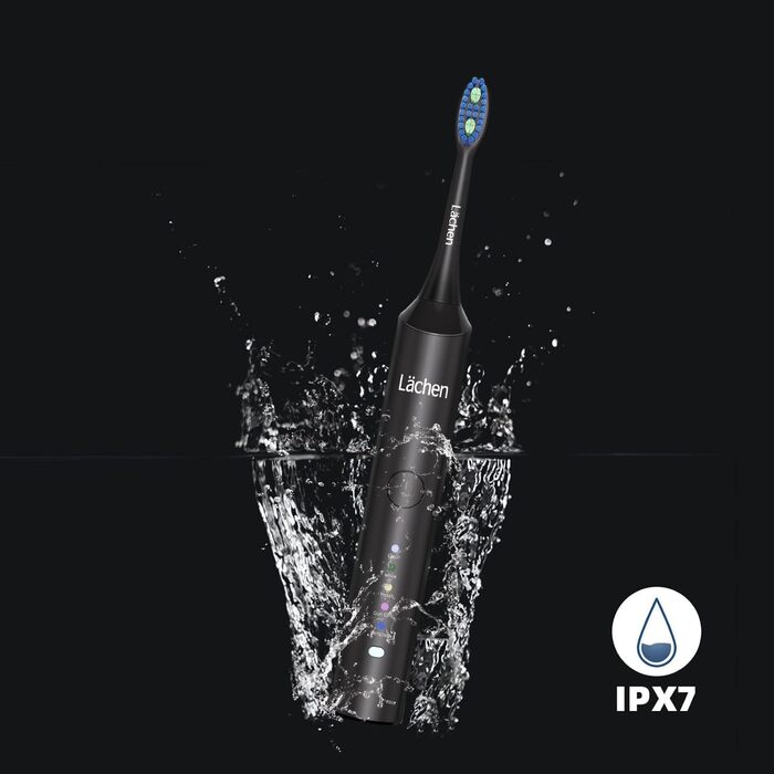 Електрична звукова зубна щітка Läschen з 5 режимами, кейс, 4 насадки, USB-зарядка, таймер, IPX7, чорна
