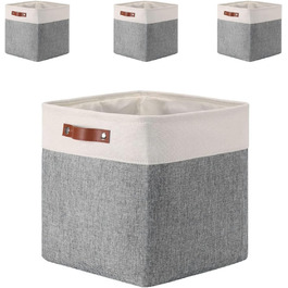 Кошик для зберігання тканини Mangata, набір з 4 коробок для зберігання полотняних кубів 33см для полиць, шафи, спальні (сірий/білий, упаковка з 4 шт. ) 33см-4 шт. сіро-білий