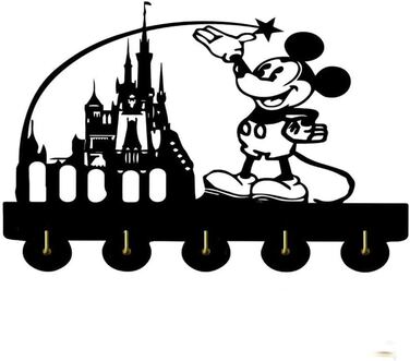 Брелок для ключів Kinglive Міккі Маус Мінні Маус, Чорна полиця для ключів Disney самоклеюча підставка для ключів, настінний органайзер, Дерев'яна настінна Підвіска Disney, подарунок Disney (Міккі 4)