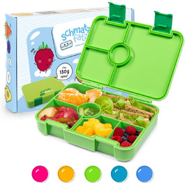 Коробка для сніданку SCHMATZFATZ Junior для дітей з відділеннями / коробка для сніданку без BPA для дітей / коробка для Бенто для дітей коробка для хліба / коробка для закусок / ідеально підходить для школи, дитячого садка і подорожей (зелений Lite)