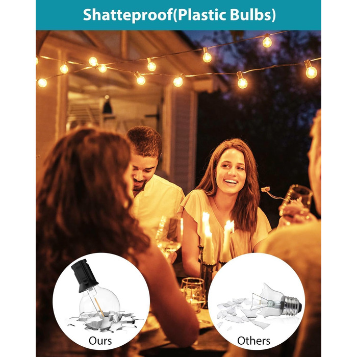 Світлодіодна гірлянда для вулиці 23м (30+3 лампочки) - регульоване світло, тепле біле освітлення, для тераси, саду, вечірки. Без пульта.