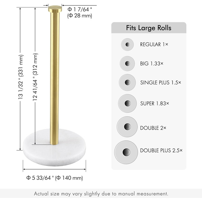 Тримач для паперових рушників KES з мармуром та нержавіючої сталі SUS304, настільний, золотого кольору, 14 см (KPH100S14B-2)