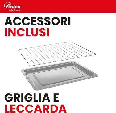 Електричний міні-пекар ARDES Magnus AR6226S: 25 л, 6 функцій, внутрішнє освітлення, таймер, аксесуари