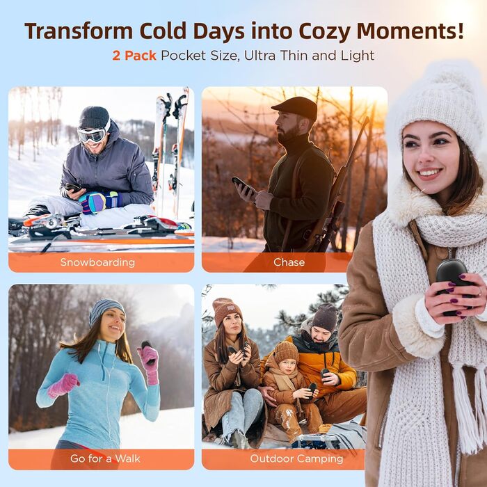 EasyAcc Нагрівач для рук, акумуляторний, чорний, великий