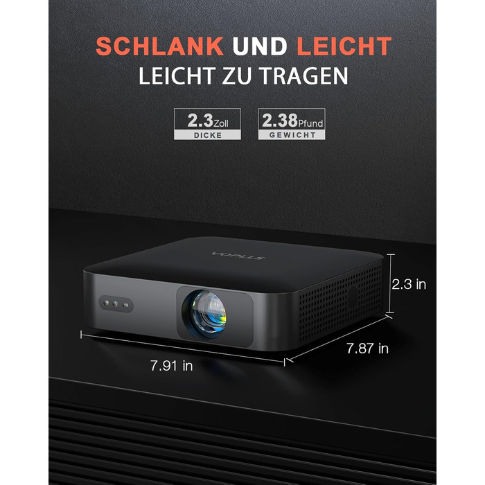 Портативний проєктор Mini Beamer 1080P Full HD 23000L з автофокусом, корекцією трапеції, WiFi6, Bluetooth та 4K підтримкою. Ідеальний для домашнього кінотеатру та підключення до телефону. 360° обертання, без додаткових додатків.