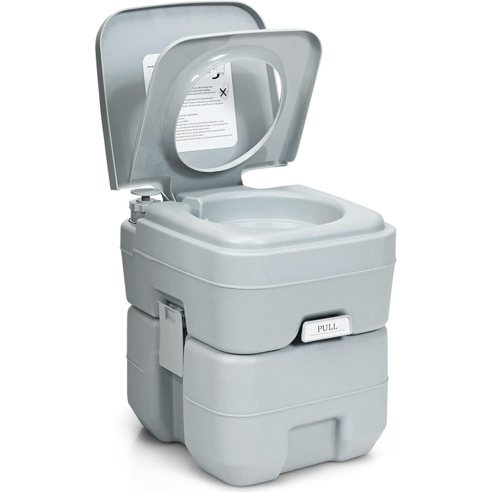 Туалет для кемпінгу DREAMADE 20L з баками для брудної та чистої води, мобільний туалет для дому, кемпінгу, трекінгу, до 200 кг, з промиванням