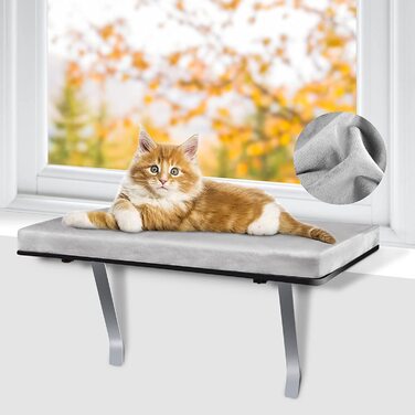 Шезлонг для котів Zvonema ZNM, міцний гамак для котів вагою до 35 фунтів, миючий і пухнастий гамак для котів, сидіння біля вікна для сірих котів